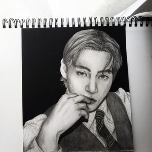 BTS V Kim Taehyung drawing kpop art painting